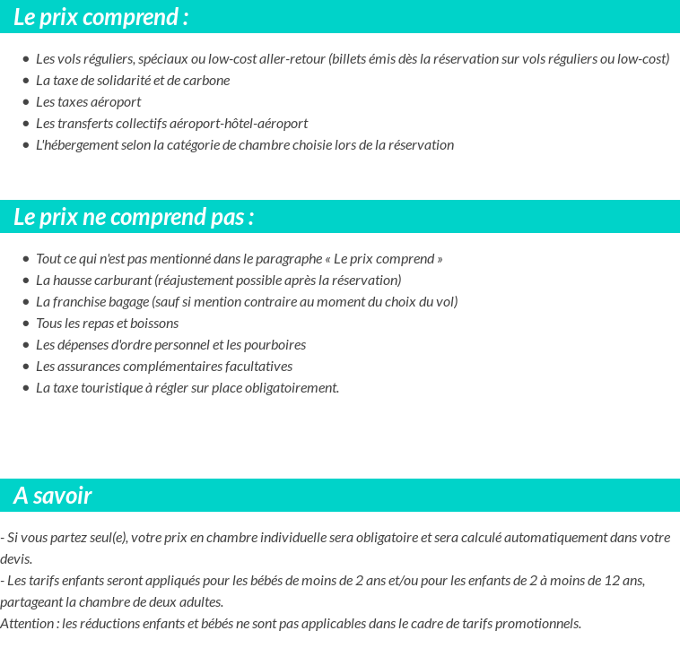 Conditions tarifaires