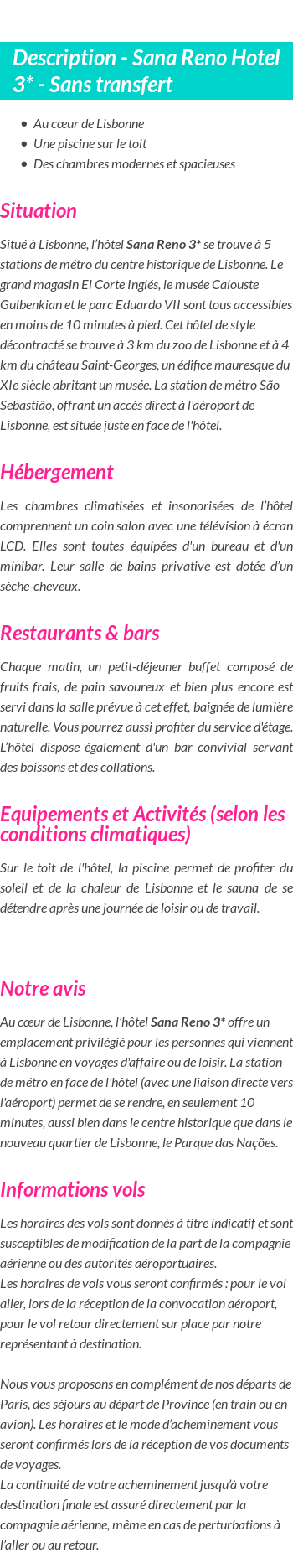 Détails du séjour