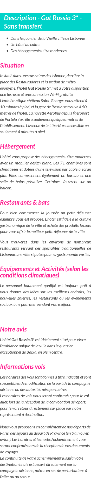 Détails du séjour