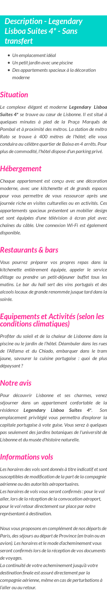 Détails du séjour