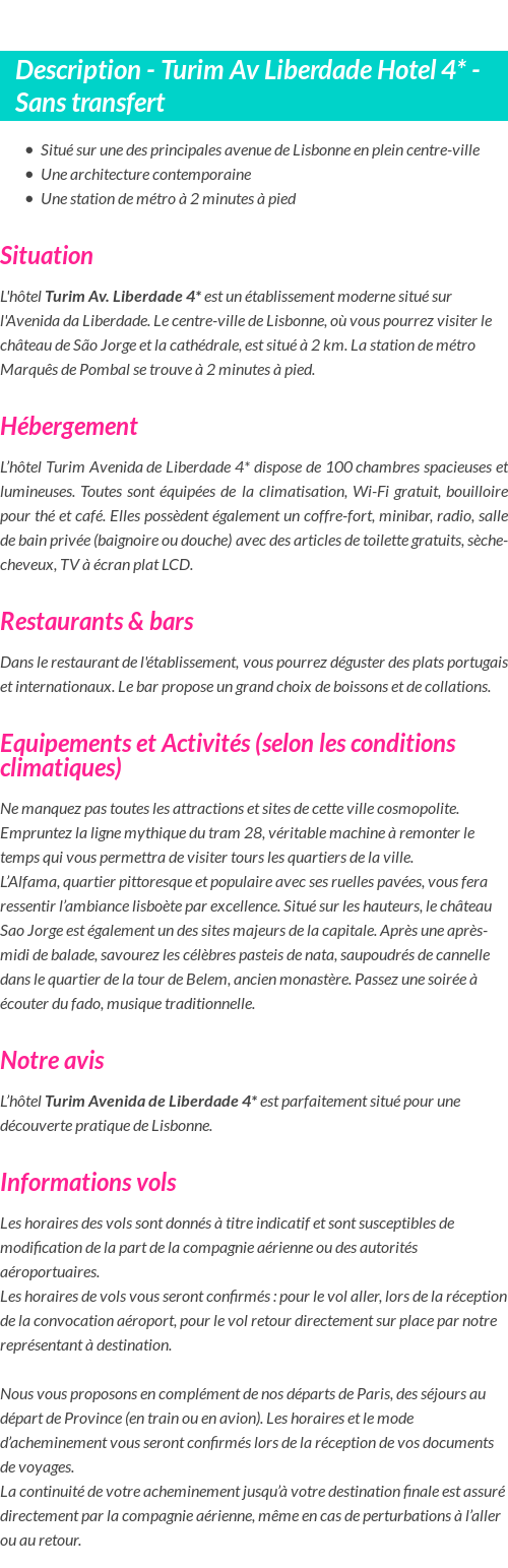 Détails du séjour