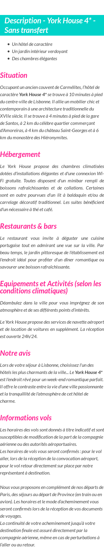 Détails du séjour