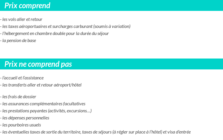 Conditions tarifaires