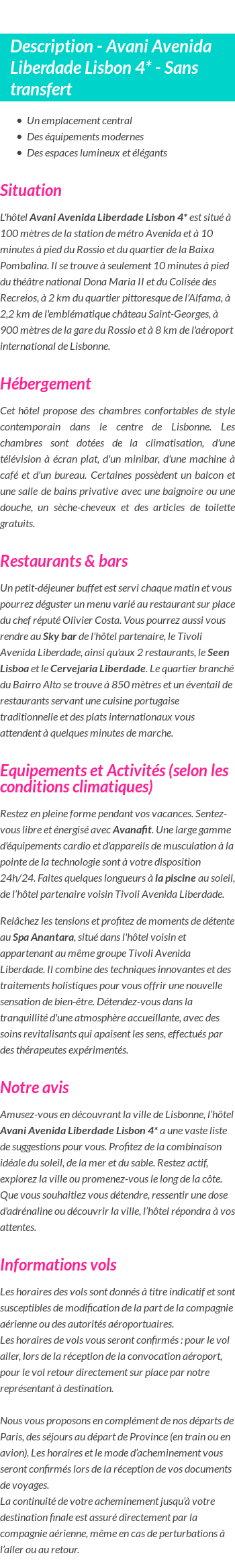 Détails du séjour