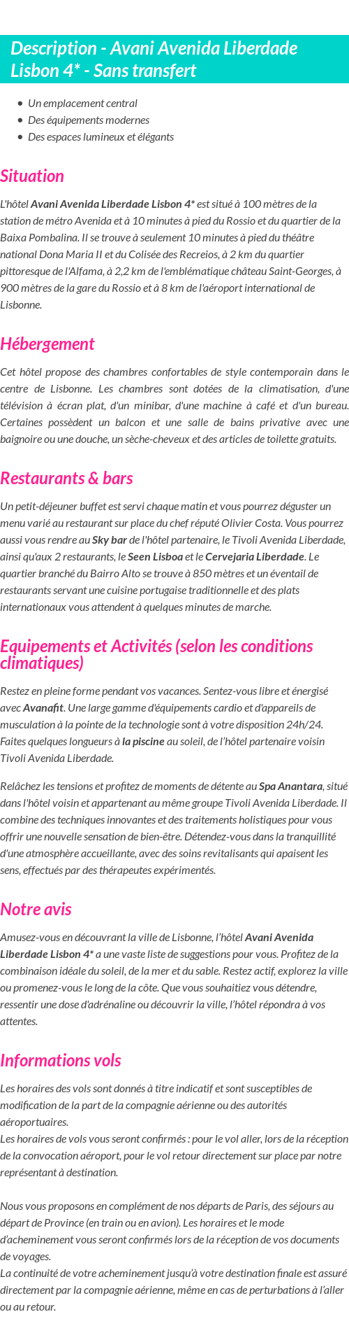 Détails du séjour