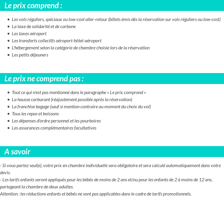 Conditions tarifaires