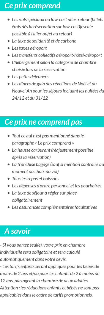 Conditions tarifaires