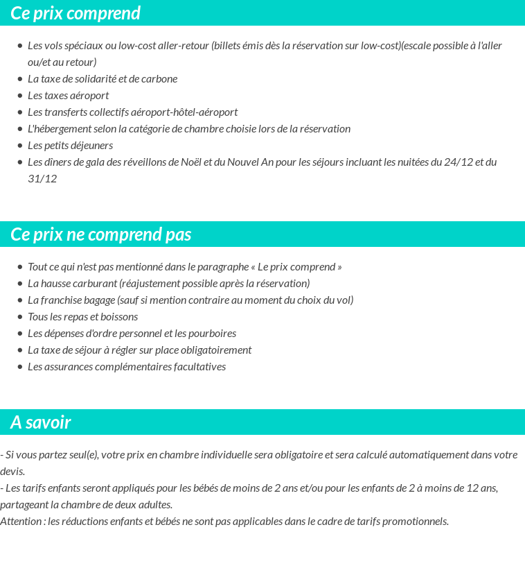 Conditions tarifaires