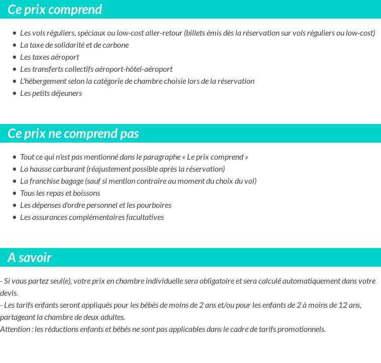 Conditions tarifaires