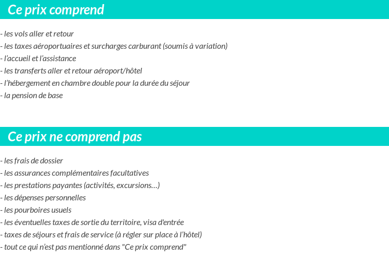 Conditions tarifaires