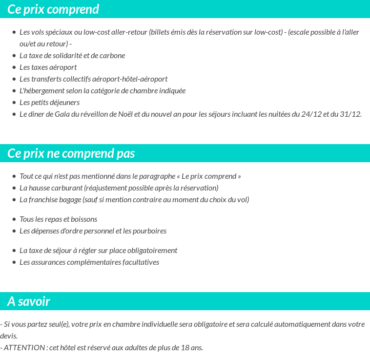 Conditions tarifaires