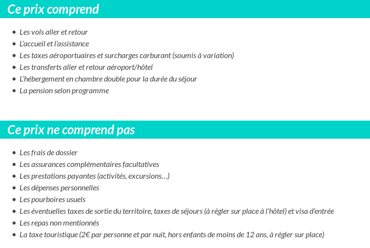 Conditions tarifaires
