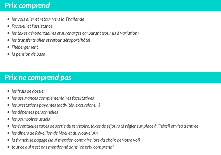 Conditions tarifaires