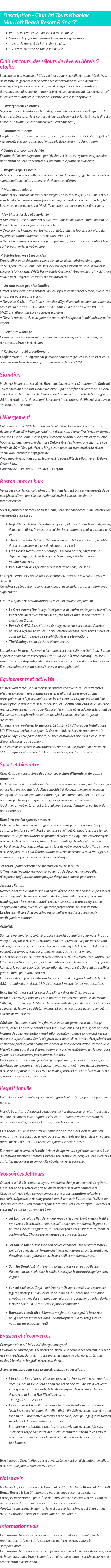 Détails du séjour