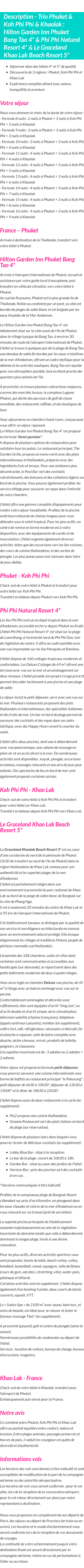 Détails du séjour
