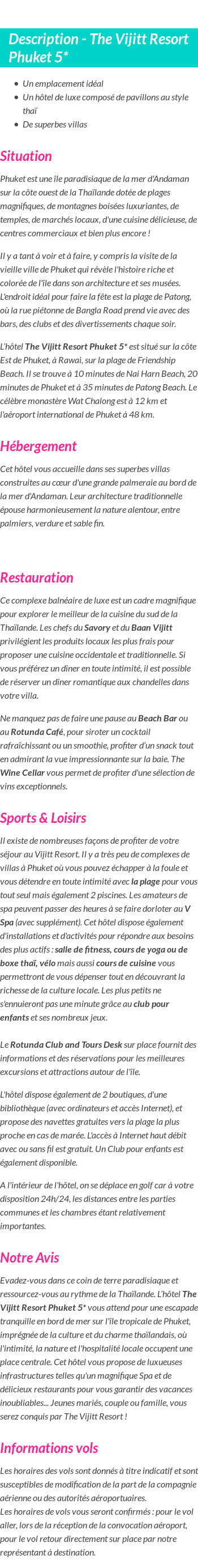 Détails du séjour