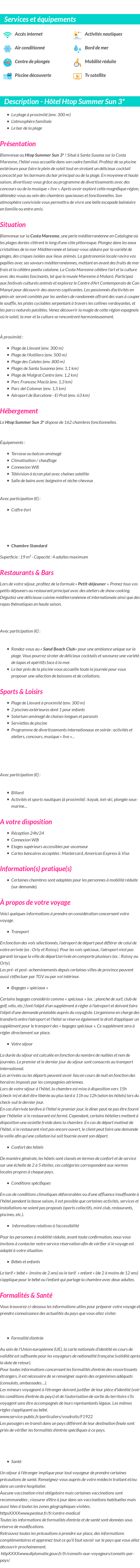 Détails du séjour