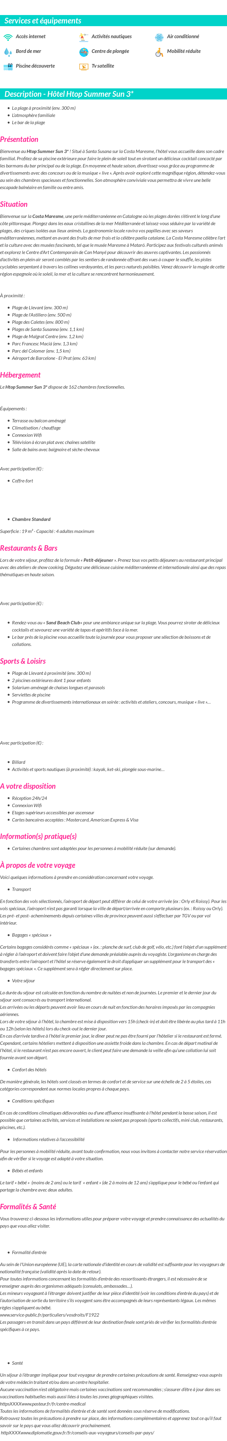 Détails du séjour