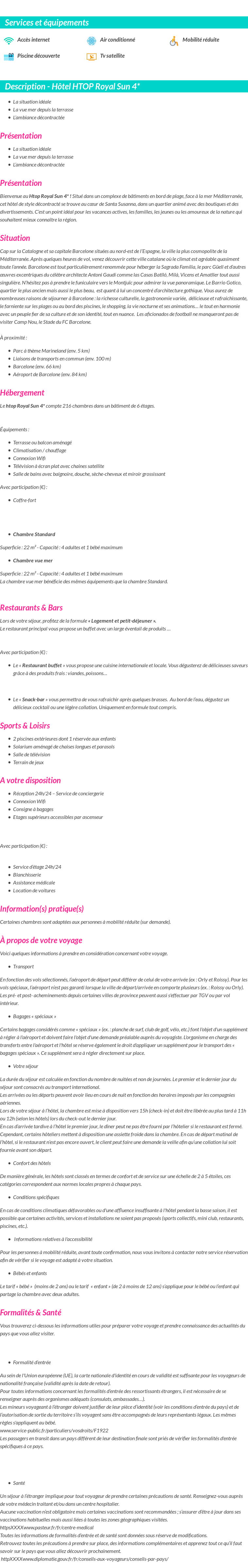 Détails du séjour