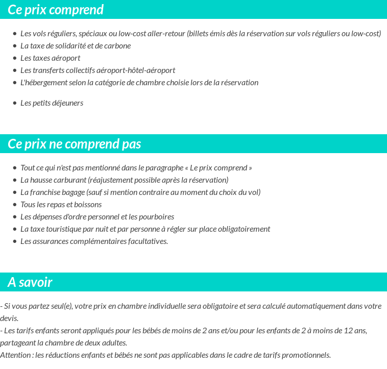 Conditions tarifaires