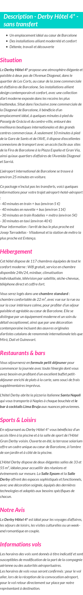 Détails du séjour