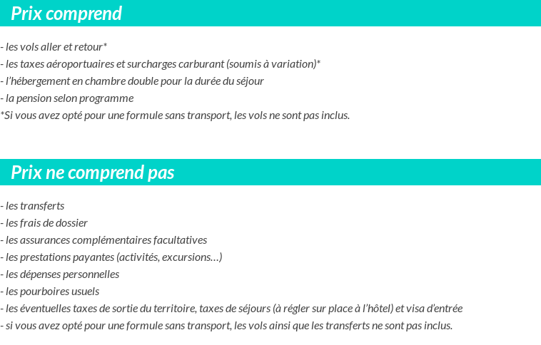 Conditions tarifaires