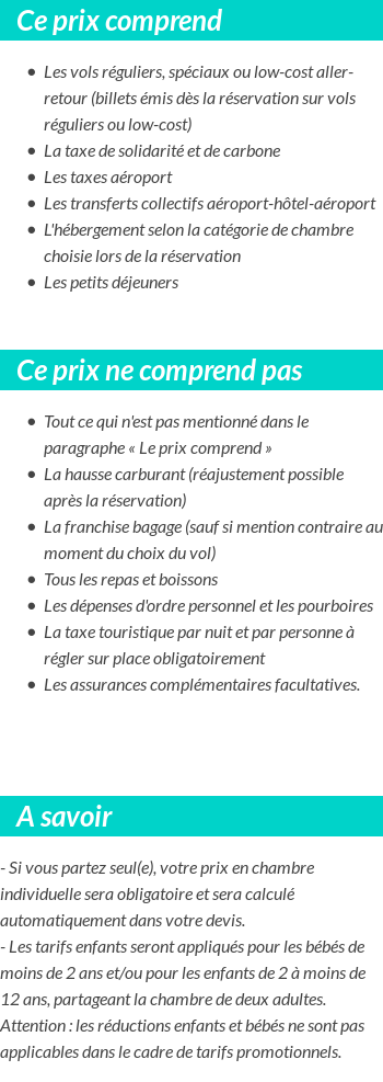 Conditions tarifaires