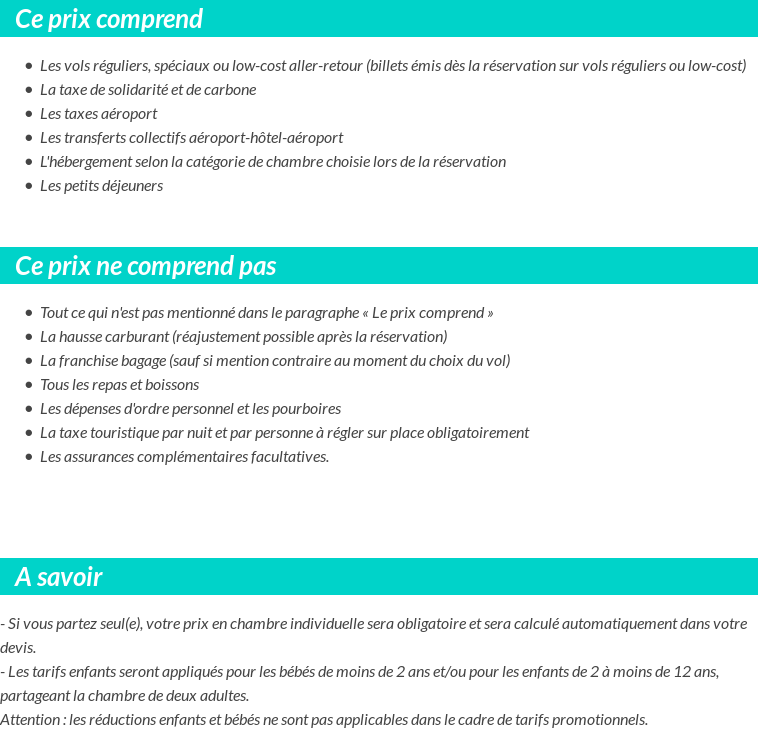 Conditions tarifaires