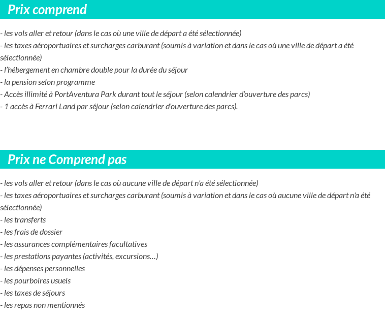 Conditions tarifaires