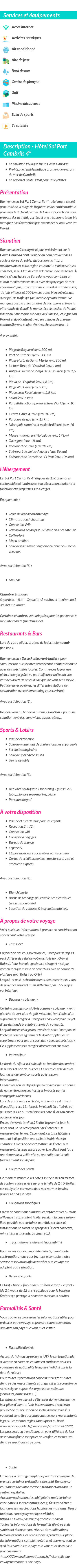 Détails du séjour