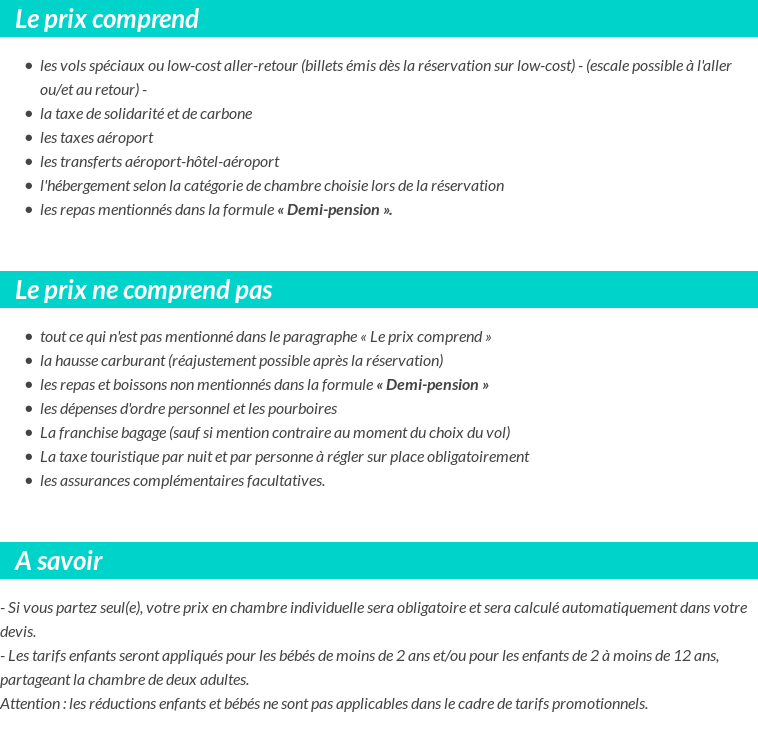 Conditions tarifaires