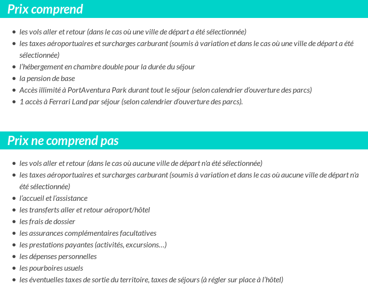 Conditions tarifaires