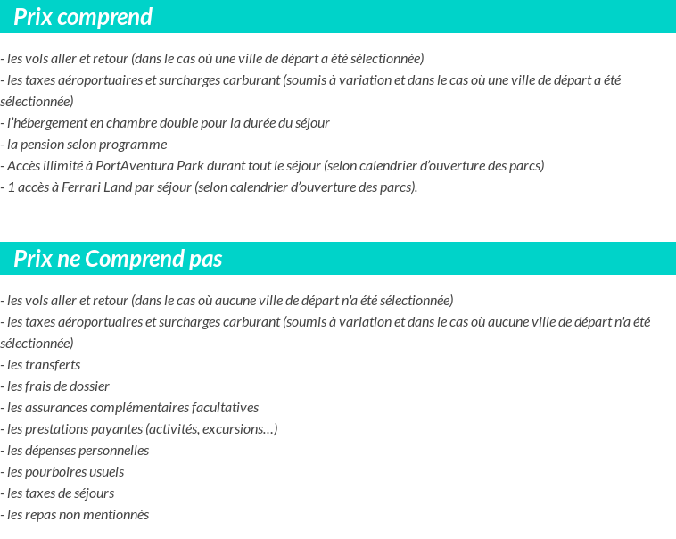 Conditions tarifaires