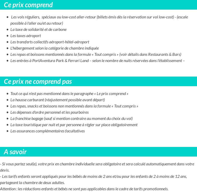 Conditions tarifaires