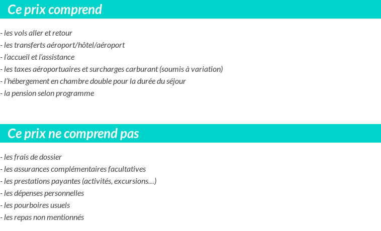 Conditions tarifaires