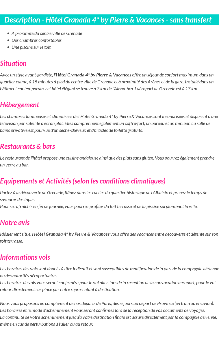 Détails du séjour