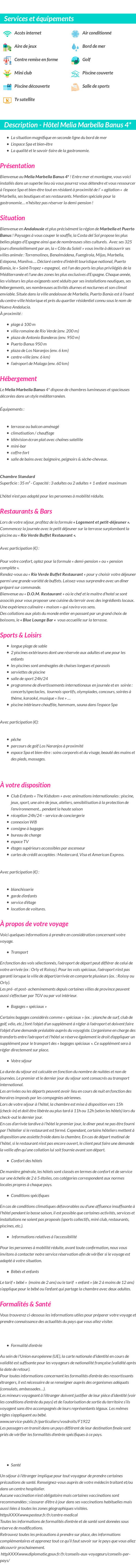Détails du séjour