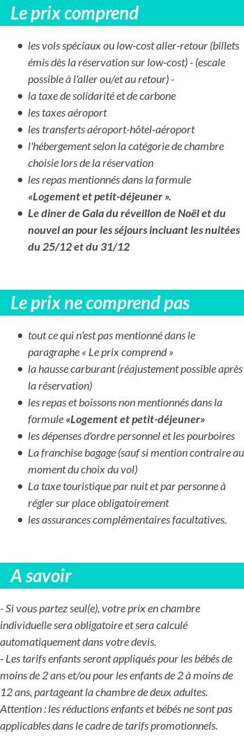 Conditions tarifaires