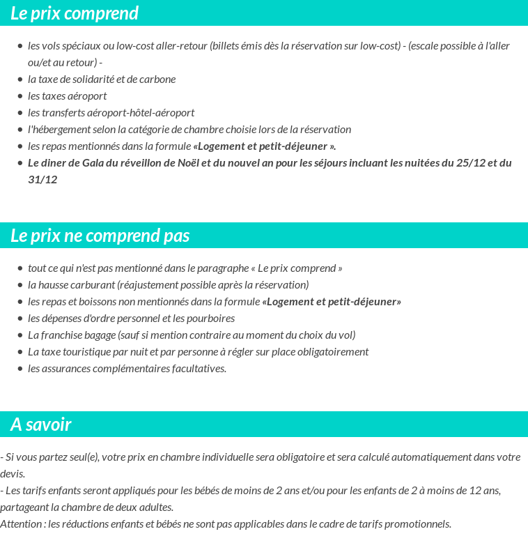 Conditions tarifaires
