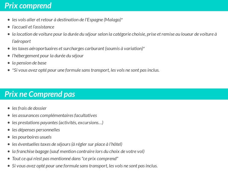 Conditions tarifaires