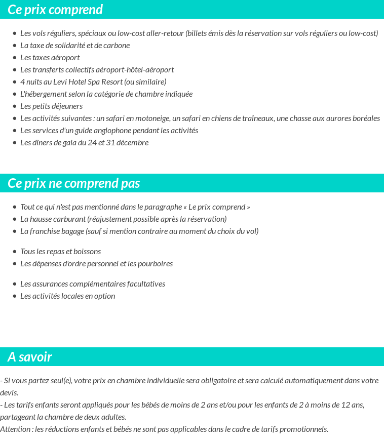 Conditions tarifaires