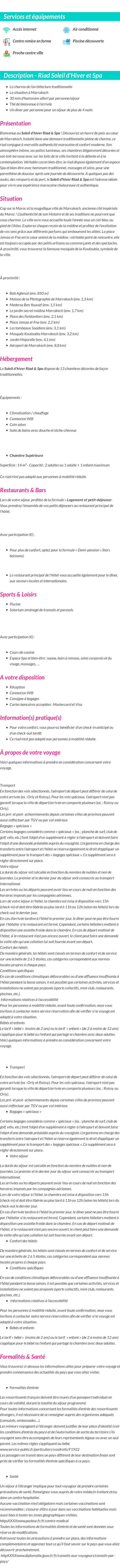 Détails du séjour