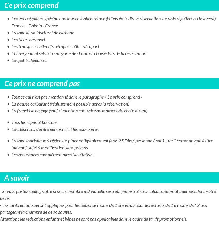 Conditions tarifaires
