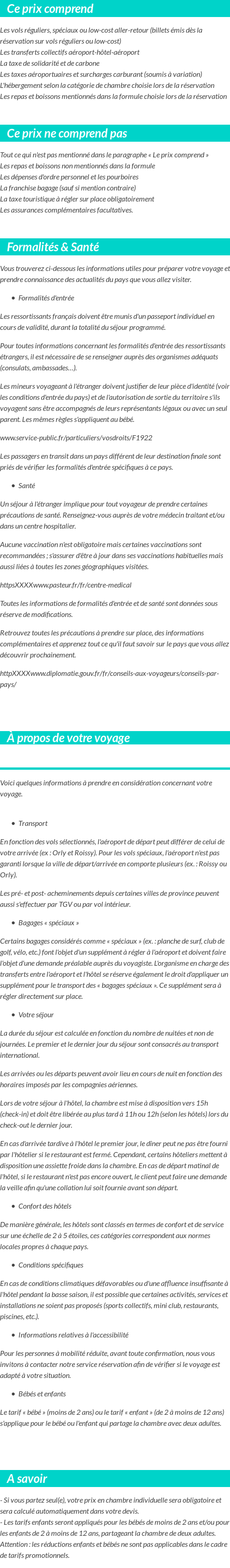 Conditions tarifaires