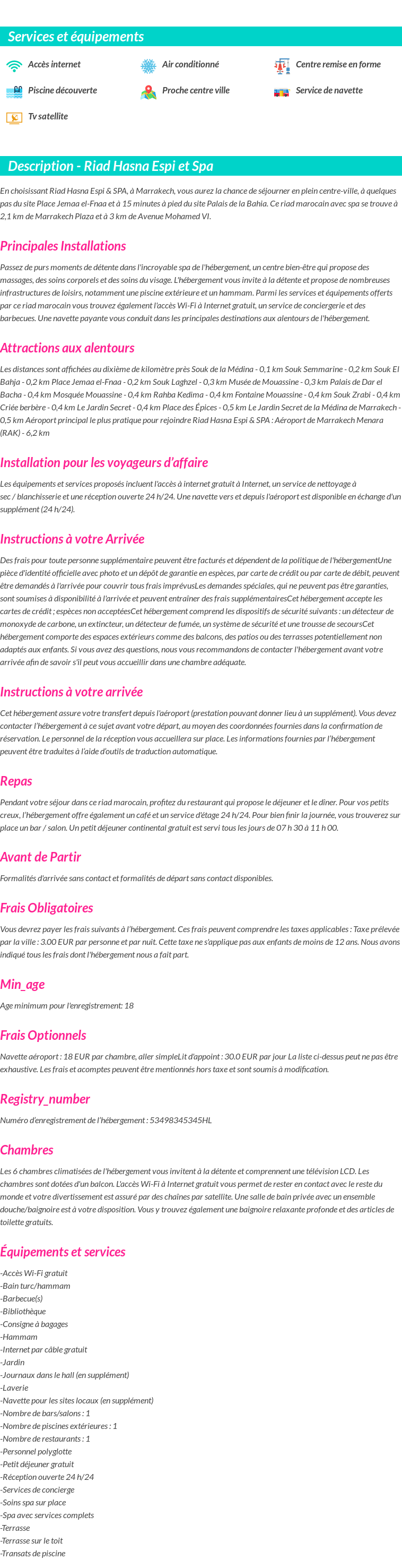 Détails du séjour