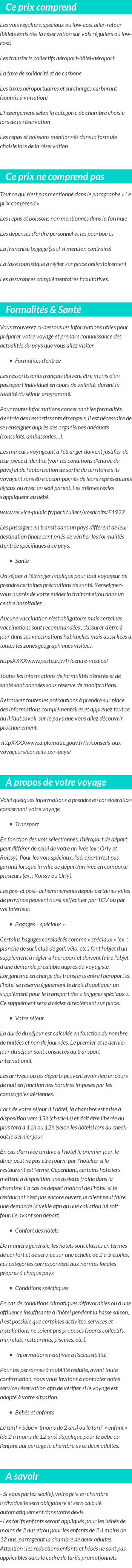 Conditions tarifaires