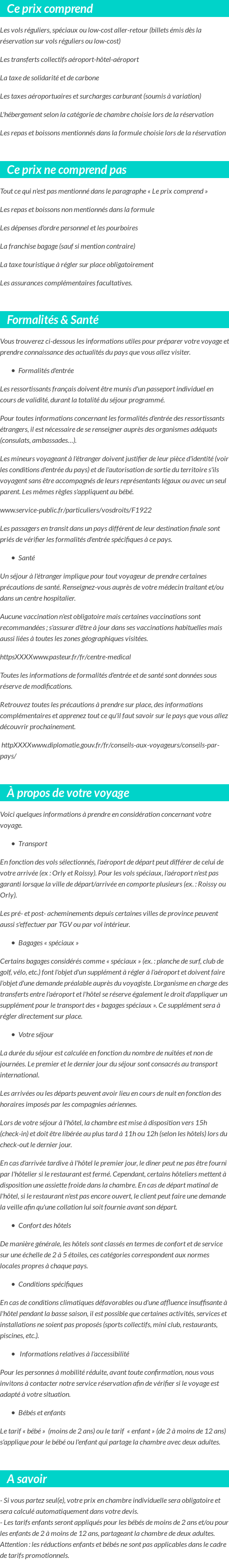Conditions tarifaires