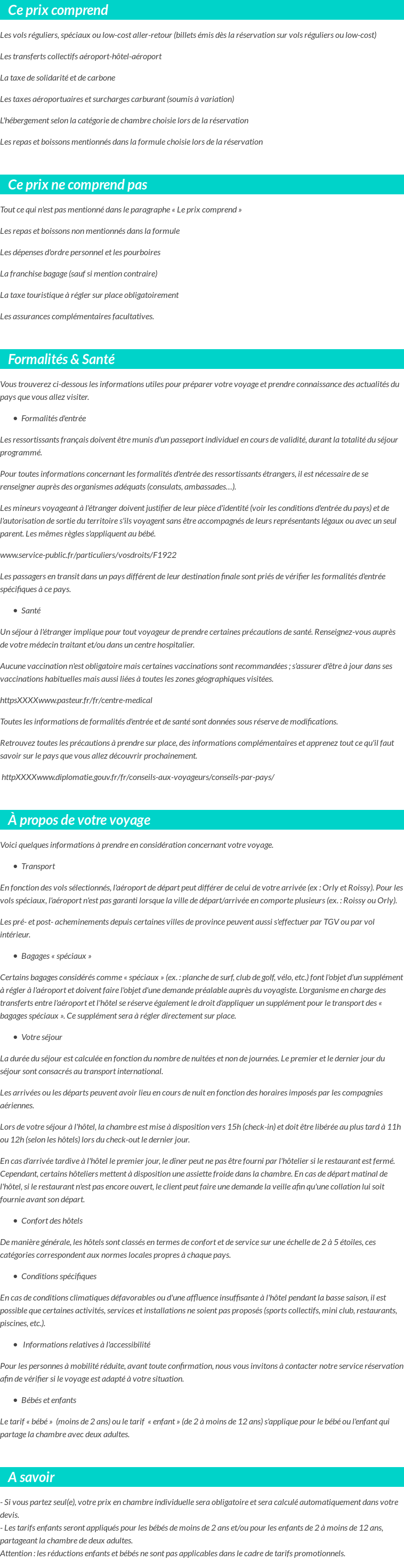 Conditions tarifaires