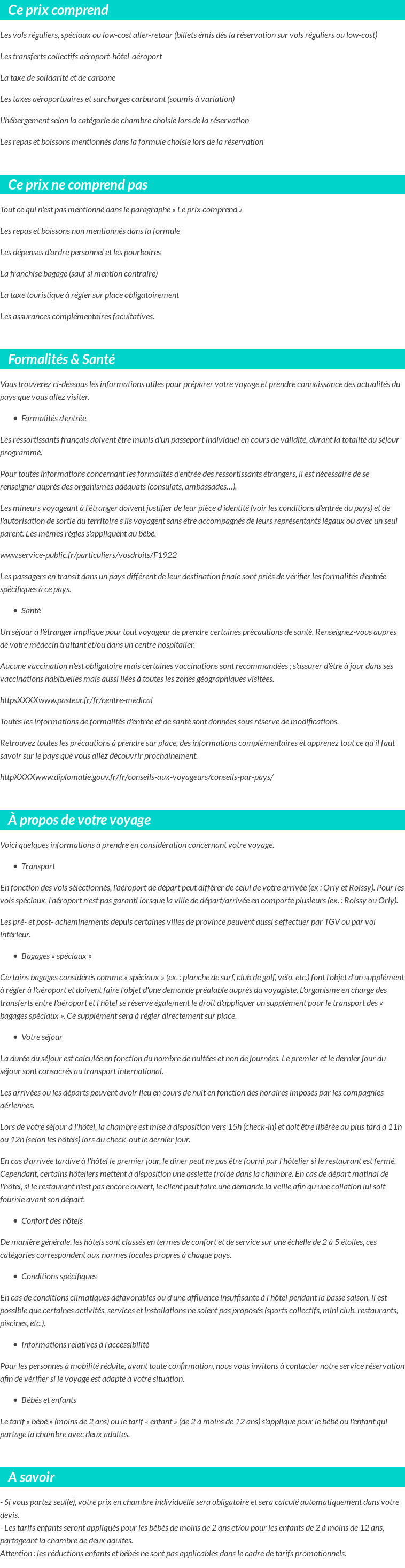 Conditions tarifaires