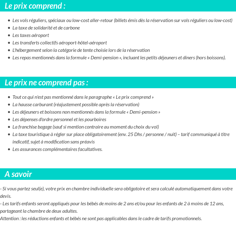 Conditions tarifaires